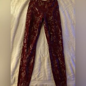 AVIA Burgundy/Silver Women’s Pull on Stretch Activewear Leggings - SMALL